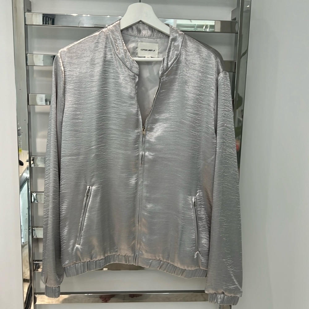 Lightweight silver bomber jacket